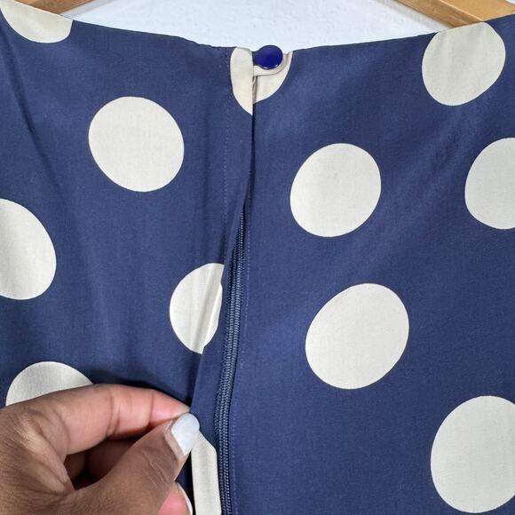 Vtg David Hayes Saks Fifth Avenue Women 6 Dress Blue Polka Dot Silk Shift Retro - Picture 9 of 15